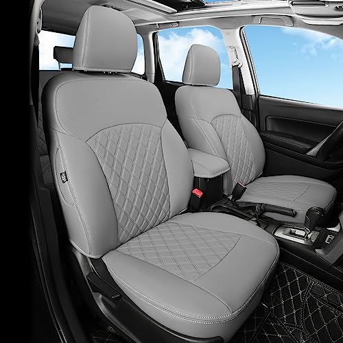 GIANT PANDA Customized Full Set Car Seat Covers Fit for Subaru Forester Premium Touring Limited 2014 2015 2016 2017 2018 -Faux Leather (Gray Grey)