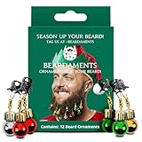 Beardaments Beard Ornaments for Men Colorful Christmas Baubles - Easy-Attach Funny Christmas Ornaments for Cosplay and Holiday Parties - 12pc