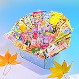 Sakura Box Japanese Candy & Snacks Dagashi Set & Pamphlet 50 Pieces Japanese Food Gift Box