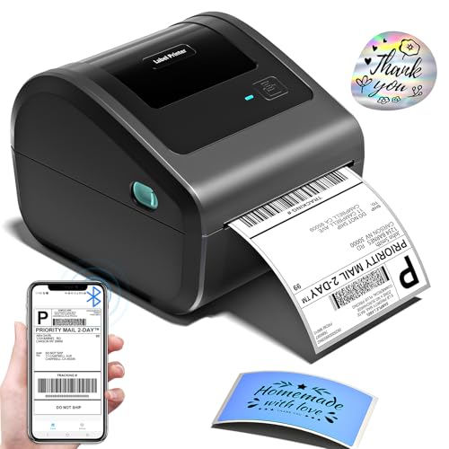 Omezizy Bluetooth Shipping Label Printer 4x6 - D450BT Thermal Label Printer for Shipping Packages, Small Business, Home, Office, Compatible with Amazon, Ebay, Etsy, USPS