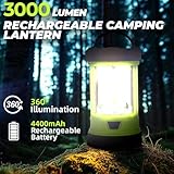 Rechargeable Camping Lantern, 3000LM 5 Light Modes Camping Light 4400 Capacity Phone Charger LED Impact-Resistant Flashlight Lantern Portable Waterproof Hurricane Lanterns for Emergency(Pale Green)