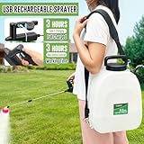 Battery Powered Sprayer 3.2 Gallon, VAXMAY Backpack Sprayer with 5 Mist Nozzles, Electric Garden Sprayer with USB Rechargeable Handle 32" Retractable Wand Portable Weed Sprayer for Lawn, Garden, Yard