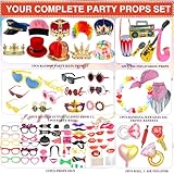 Bulk Opulent Photo Booth Props Set for Adult, Novelty Funny Hats and Glasses, Colorful Wig, Inflatable, Phtot Booth Props Kit for Graduation, Wedding, Birthday, Bachelorette and All Occasions