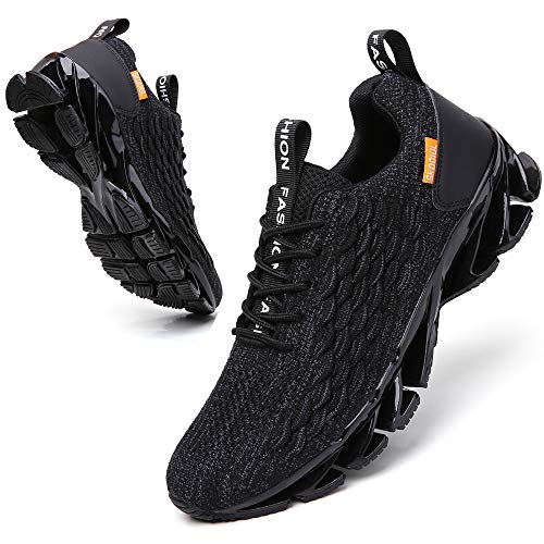 SKDOIUL Mens Walking Sneakers mesh Breathable Comfort Fashion Sport Athletic Running Shoes Man Runner Jogging Shoes Casual Tennis Trainers All Black 10