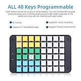 Koolertron One Handed Macro Mechanical Gaming Keyboard, Fully Programmable Mini Keypad, 48-Key Mini USB Macro Keyboard with Blank Keycaps, for Gamers/Cashier/Designers/Video Editors