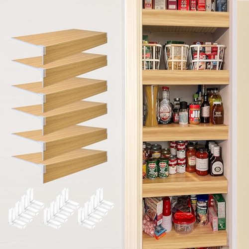 40 x 16 inch PVC Faux Wood Wire Rack Covers with 12 Holders,Set of 6,Shelf Covers for Wire Shelving,Durable and Moisture-Resistant Shelves Cover for Store,Pantry,Removable Closet,Office