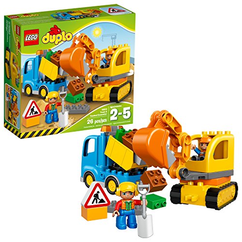 LEGO DUPLO Town Truck & Tracked Excavator 10812 Dump Truck and Excavator Kids Construction Toy with DUPLO Construction Worker Figures (26 Pieces)