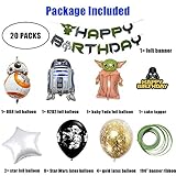 20 PCS Star Wars Birthday Party Supplies Set, Star War Themed Birthday Banner Mylar Balloons Caketopper Kit, Star Wars Bday Decorations for Boys