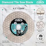 LEKOMESH 4.5 Inch/115MM Diamond Cutting Disc - Tile Saw Blade Cutting Wheel Double-sided Diamond Discs for Cutting Grinding Porcelain Ceramic Tile Marble Granite,5/8"-11 Thread