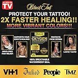 BLACK INK Oxygen Breathable Second Skin Tattoo Aftercare Bandage • 2X FASTER HEALING • LATEX-FREE Tattoo Care Derm Shield Tattoo Wrap • Waterproof Tattoo Protection Film (12-pcs 10x14 Tattoo Bandages)