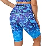 UIUO-UIPEU High Waisted Biker Shorts for Women Workout Shorts Athletic Leggings Tights Running Printed Yoga Shorts Blue Graffiti Medium