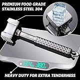 Meat Tenderizer Mallet Stainless Steel, Premium Meat Hammer Tenderizer, Kitchen Meat Mallet for Chicken, Conch, Veal Cutlets, Beef & Steak, Meat Pounder Flattener, Non-Slip Grip with 5 years Warranty