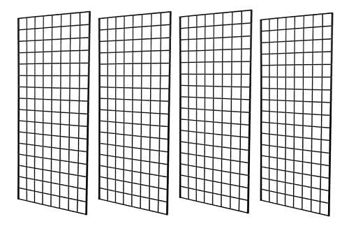 7RiversART Grid Wall Commercial Grade Grid Panel Heavy Duty for Retail Display, 2' W x 4' H, Black (Pack of 4)
