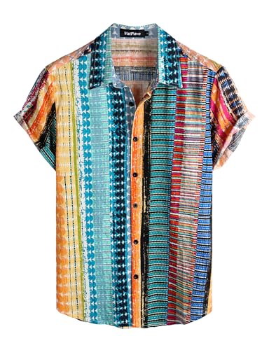 VATPAVE Mens Casual Hawaiian Floral Shirts Short Sleeve Button Down Tropical Shirts Beach Summer Shirts Large Multicolor