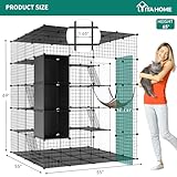 YITAHOME 5-Tier Cat Cage Indoor Large, Cat Enclosure with Storage Cube DIY Outdoor Metal Cat Playpen with Hammock for 1-4 Cats Cat Kennel Catio