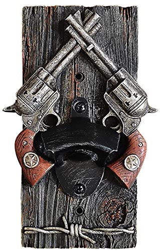 Wall Mount Bottle Opener,Old Vintage Pistol Decor Novelty Birthday Present,Cool Unique Gifts for Fathers Dad Husband Men Beer Lovers