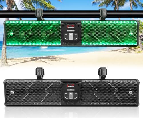 StarknightMT 26 Inch UTV Sound Bar TWS Bluetooth Speaker Golf Cart Sound Bar,Waterproof SxS Soundbar with Lightning RGB Lights 6-Speaker Compatible with RZR X3 Pioneer Talon - 1.25"- 2" Roll Cage