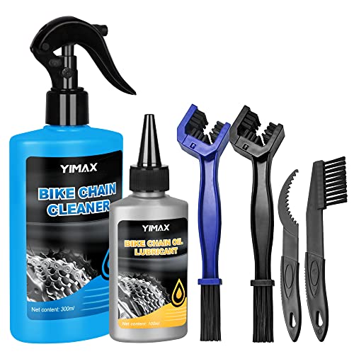 Bike Chain Cleaner Set, Bike Cleaners Bicycle Cleaning Kit 100ML Chain Lube and 300ML Cleaning Spray Biodegradable Bike Chain Lubricant with Brushes Cycling Maintenance, Suitable for All Types of Bike