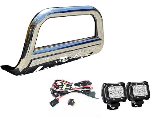 VANGUARD Stainless Steel Bull Bar 2.5in Cube LED Kit | Compatible with 07-16 Chrysler Town & Country / 08-18 Dodge Grand Caravan