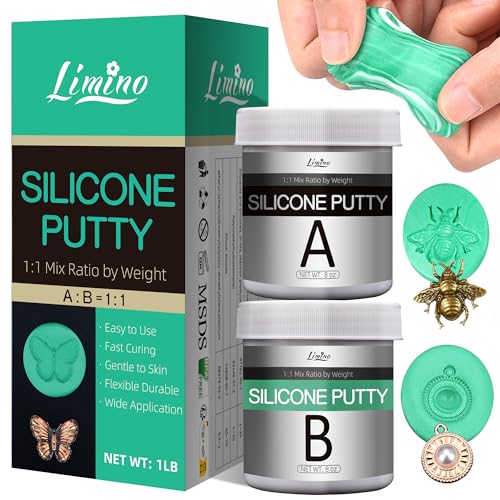 Silicone Putty - 1 Lb Flexible Silicone Mold Making Kit for Silicone Molds Making, Casting - Easy 1:1 Mixing Ratio Fast Cured Silicone Putty Paste for Resin Molds, Soap Molds, Candle Molds, Crafts