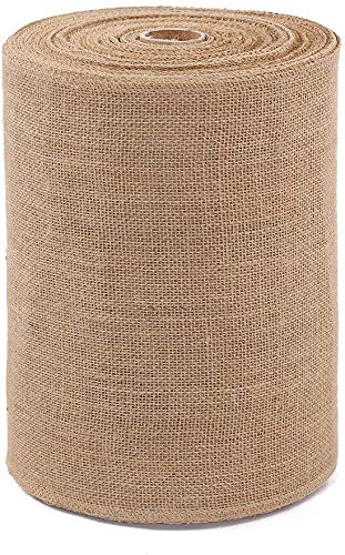 Wlflash Burlap Table Runner 12 Inch by 50 Yards Natural Jute Hessian Burlap Roll Crafts Fabric Rolls with Sewn Edges for Country Rustic Party Wedding Decorations Farmhouse Kitchen Decor(12" x50Yard)