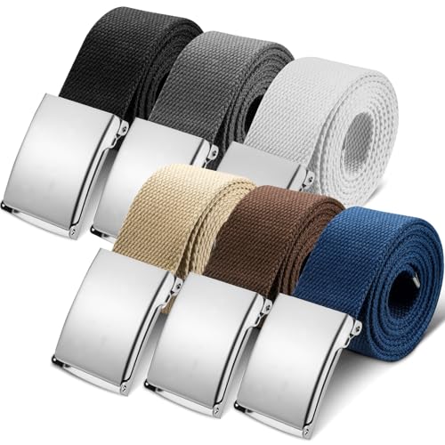 Geyoga 6 Pack Golf Belts for Men Men's Golf Web Belt Nylon Web Belt Size up to 55" Adjustable Solid Nylon Belt