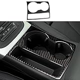 YUNHECAM Real Carbon Fiber Interior Decor Kit Trim Cover for Audi A4 B8 2008-2016 Gear Shift Center Console Water Cup Holder Door Armrest Headlight Switch Panel Key Hole Frame Trim Sticker (13PCS)