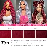 32 Inch 99J Burgundy Lace Front Wigs Human Hair 200% Density 13x6 Straight Lace Front Wigs Human Hair Pre Plucked Red Lace Frontal Wig for Women Glueless Human Hair Wig with Baby Hair Natural Hairline