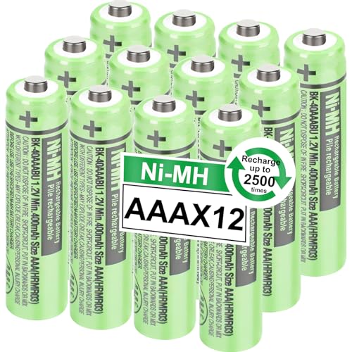 OSIM 12Pack BK-40AAABU Ni-MH AAA Rechargeable Batteries 400mah AAA Ni-MH Rechargeable Batteries 1.2V for Panasonic Cordless Phones, Remote Controls, Electronics