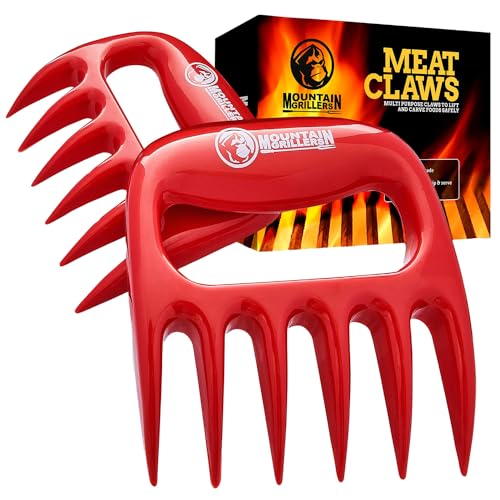 Mountain Grillers Bear Claws Meat Shredder - Durable Meat Claws For Shredding Pulled Pork, Chicken, Beef - Heat-Resistant BBQ Meat Claws For Grilling And Smoking - Ergonomic Handle - 2 Pack, Red
