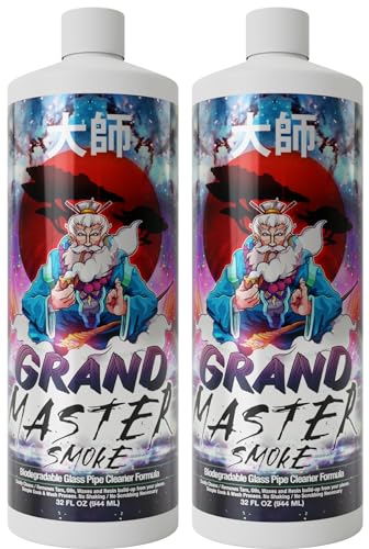 GRAND MASTER SMOKE 64oz / 2 Pack Soak & Wash Bundle Glass Pipe Cleaner - Cleanse, Deodorize, Restore - No Shaking/No Scrubbing