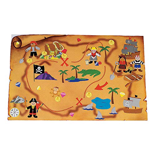 Fun Express DIY Giant Treasure Island Map Sticker Scenes - 12 Backgrounds and 12 Sticker Sheets - Pirate Party Activity for Kids