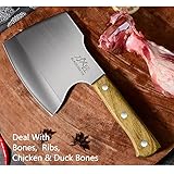 BLADESMITH Meat Cleaver Butcher Axe Bone Chopper Heavy Duty - 6.3'' Bone Cutting Knife Bone Breaker, Stainless Steel Thicken Blade & Pear Wood Handle, Slaughterhouse Looks Manly,2025 Gifts