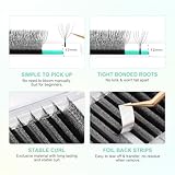 NAGARAKU W Shape Eyelash Extension 7D Cluster Premade Fans Eye Lashes Faux Mink Matte Black Easy Fanning False Eyelashes (0.07mm D curl 14mm)