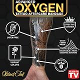 BLACK INK Oxygen Breathable Second Skin Tattoo Aftercare Bandage • 2X FASTER HEALING • LATEX-FREE Tattoo Care Derm Shield Tattoo Wrap • Waterproof Tattoo Protection Film (12-pcs 10x14 Tattoo Bandages)