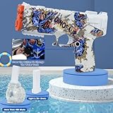 ENJOYS JOYFULLY Electric Water Gun for Adult & Kid,Automatic High Powered Pulse Shooter Squirt Guns with Simulated Recoil,IP67 Waterproof,Swimming Pool Outdoor Toy Game (Blue-White)