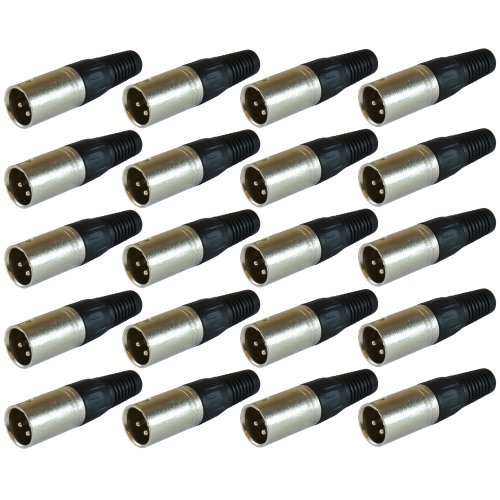 GLS Audio XLR Male Plugs Connectors XLR-M Plug - Pack of 20