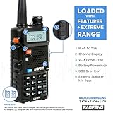 BAOFENG Radio UV-5R 2Pack with 3800mAh Extended Battery and USB Charger Cable, Rechargeable Handheld Ham Radios Long Range (VHF & UHF) with High Gain Antenna and Programming Cable (2Pack)