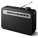 Philips Portable Radio AM/FM with Speaker, AC OR Battery AM FM Powered Radios for Travel with 3.5mm Headphone Jack and Frequency Tuner, Telescopic Antenna