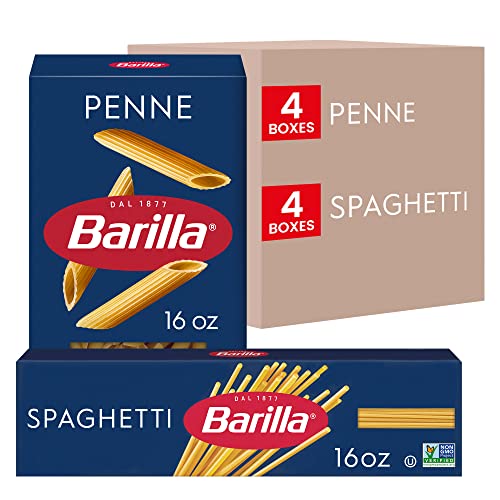 Barilla Penne & Spaghetti Pasta Variety Pack, 16 oz. Boxes (Pack of 8) - Non-GMO Pasta Made with Durum Wheat Semolina - Kosher Certified