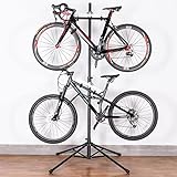 KONG MING CAR Bike Rack Garage Storage - 2 Bicycle Vertical Hanger Parking Rack Gravity Floor Storage Stand - Fully Adjustable Garage Bike Rack for Road, MTB, and Hybrid Bicycles