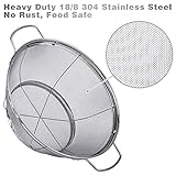 3 Pack 18/8 Stainless Steel Colander Sieves(5-Quart, 4-Quart and 3-Quart), Mesh Strainer Net Baskets with Handles & Resting Base for Strain, Drain, Rinse or Steam