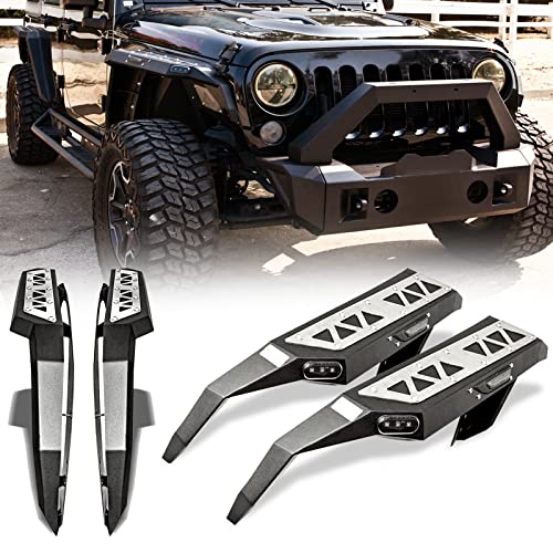 WOLFSTORM Steel Fender Flares Fit for 2007-2018 Jeep Wrangler JK/JKU,DRL LED Lights and Sequential Turn Light Design,2007-2018 Jeep Wrangler JK/JKU Fender Flares Replacement Accessories