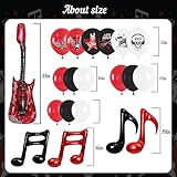 Rock and Roll Birthday Party Decorations - Red Music Theme Latex Balloon, Guitar Note Foil Balloons for Boys and Girls Party Supplies