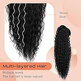 Black Ponytail Extension, SEIKEA 36" Long Lightweight Full Natural Curly Drawstring Ponytail Fake Pony Tail Multi Layered Soft Clip in Hair Extensions Ponytail Synthetic Hairpiece for Women