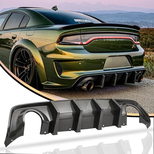 WildWell Charger Rear Diffuser for Dodge Charger Widebody SRT Hellcat Scat Pack 2020-2024 Carbon Fiber Style
