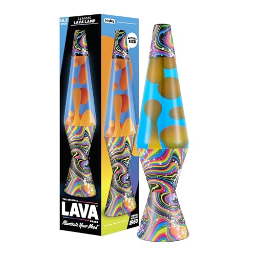 Lava The Original Lamp - 14.5" Splattered Distortion – Classic Liquid Motion Lamp - Orange Wax and Blue Liquid - Item #2427 (Amazon Exclusive)