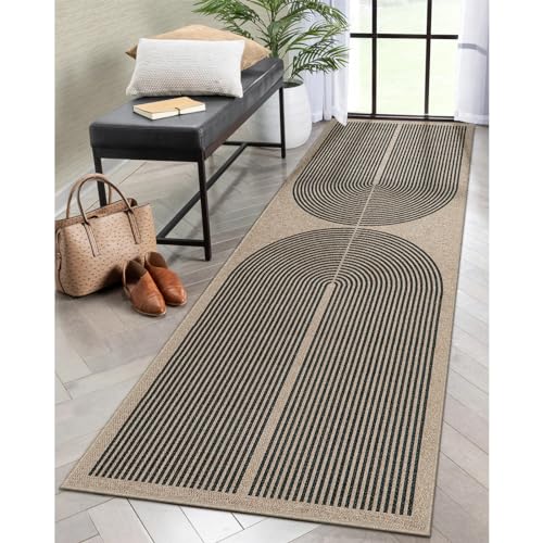 Lahome Modern Rainbow 2x8 Runner Rug, Washable Hallway Kitchen Runner Rugs with Rubber Backing Farmhouse Indoor Outdoor Carpet, Contemporary Non Slip Carpet for Entry Bedroom Porch