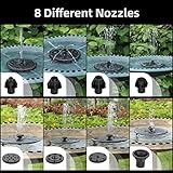 ALUKIKI Solar Powered Fountain 4W Bird Bath Fountains Pump Upgraded Glass Panel Fountains with Color LED Lights 7 Nozzles & 4 Fixers for Garden Small Pond Outdoor Swimming Pool Fish Tank