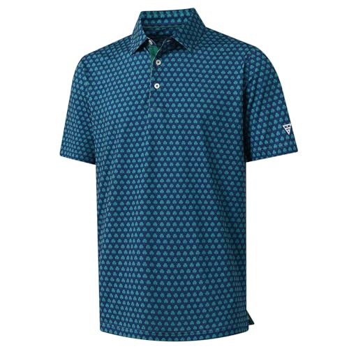 M MAELREG Golf Shirts for Men Dry Fit Print Patterns Performance Moisture Wicking Mens Polo Shirts Short Sleeve